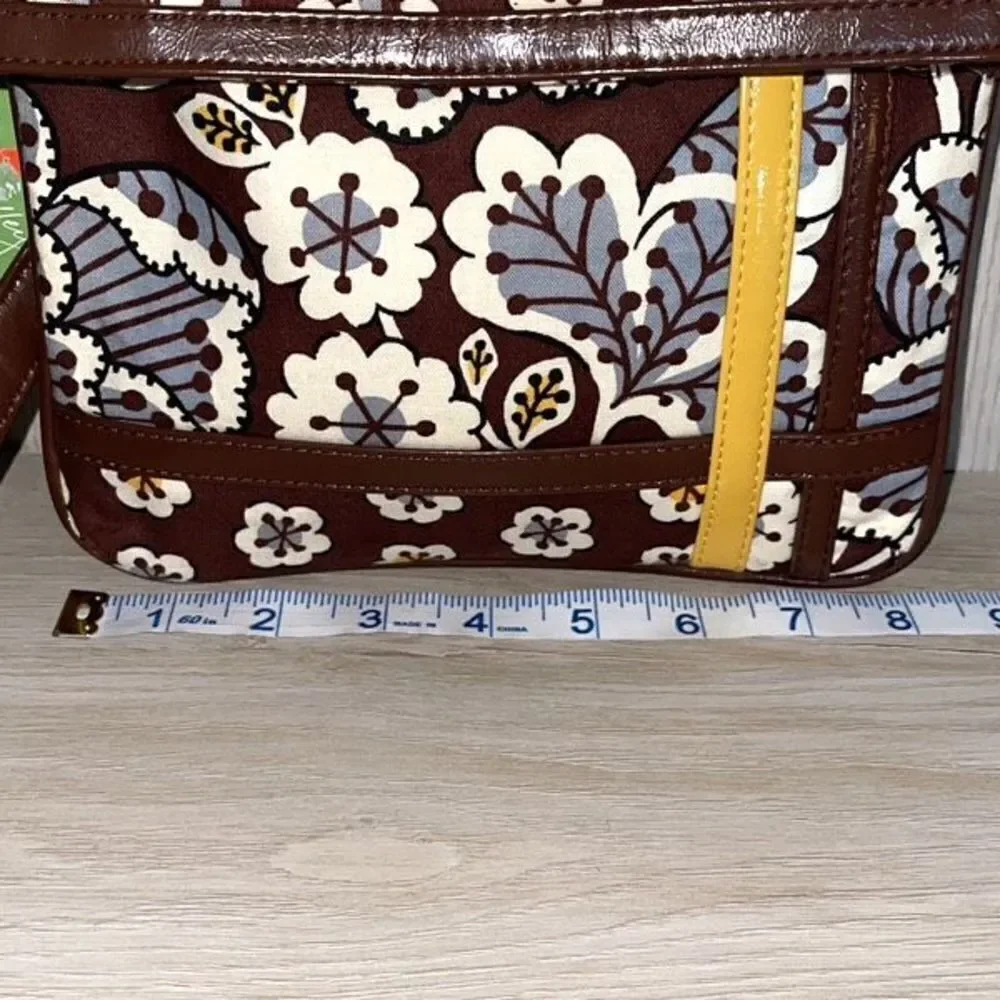Vera Bradley Slate Blooms‎ Flipster Crossbody Bag Purse Brown & Yellow New